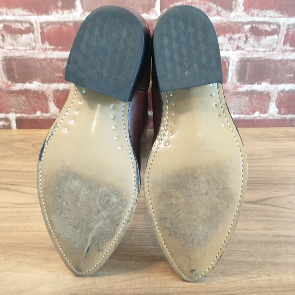 Acme Cowboy Boots Mens Size 7.5 Leather Shoes Western Wood Soles - Picture 7 of 8